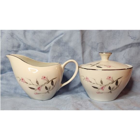 Cherry Blossom Fine China 1057 Sugar Bowl Creamer Pitcher MCM 1950s-L - Picture 1 of 9